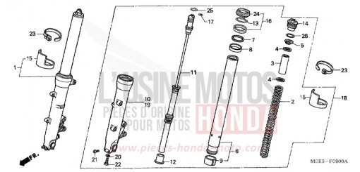 FOURCHETTE AVANT (CBR600RR3/4) CBR600RR3 de 2003